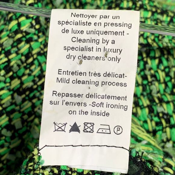 LANVIN 2012 Size 4 Green Black Cotton Blend Boucle Short Sleeve Skirt Set - Picture 11 of 11